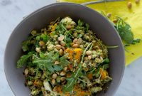 Arugula Pesto Farro Pilaf with Lemon and Parmesan