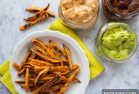 Baked Sweet Potato Fries with 3 Vegan Dips (Video)