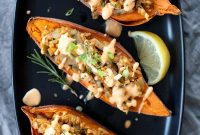 Wild Mushroom and Leek Stuffed Sweet Potatoes