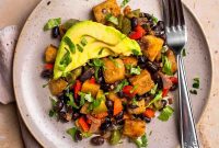 Savory Sweet Potato Breakfast Hash with Crispy Onions and Eggs