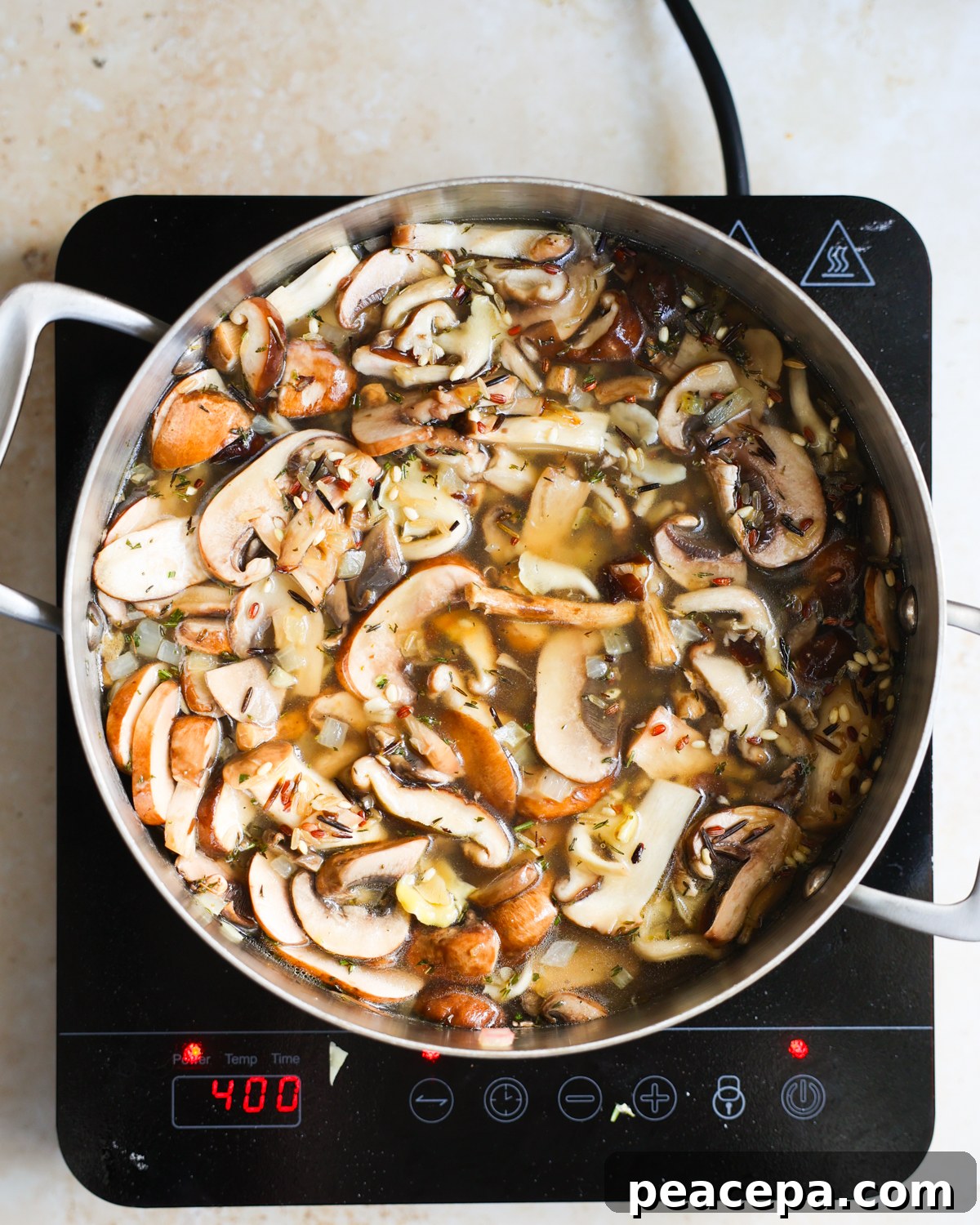 mushrooms added to pan