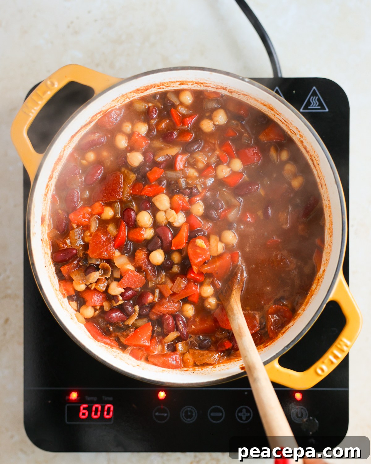 overhead stirring chili