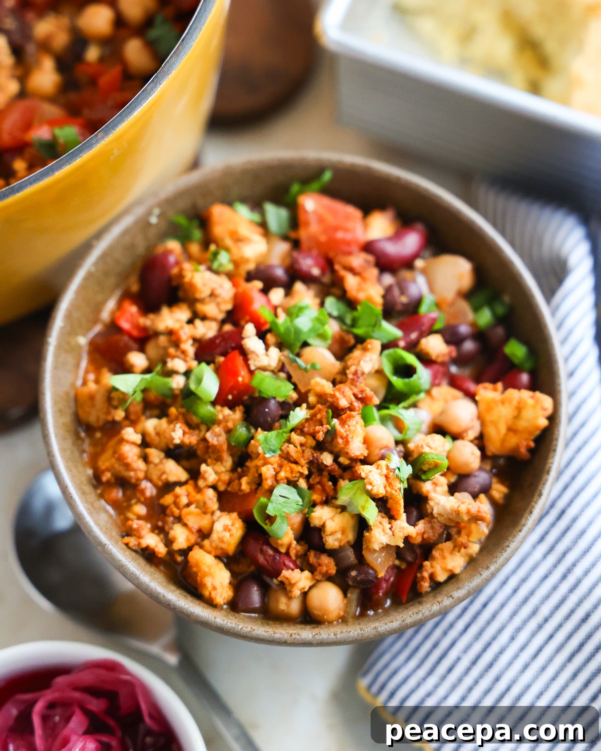 tofu chili in a bowl