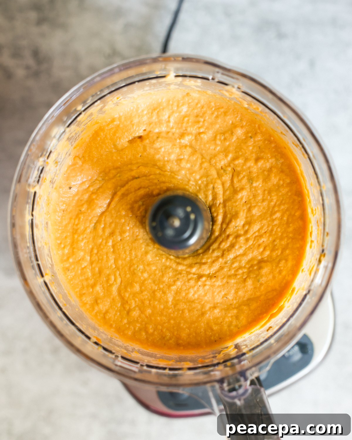 overhead of blended hummus