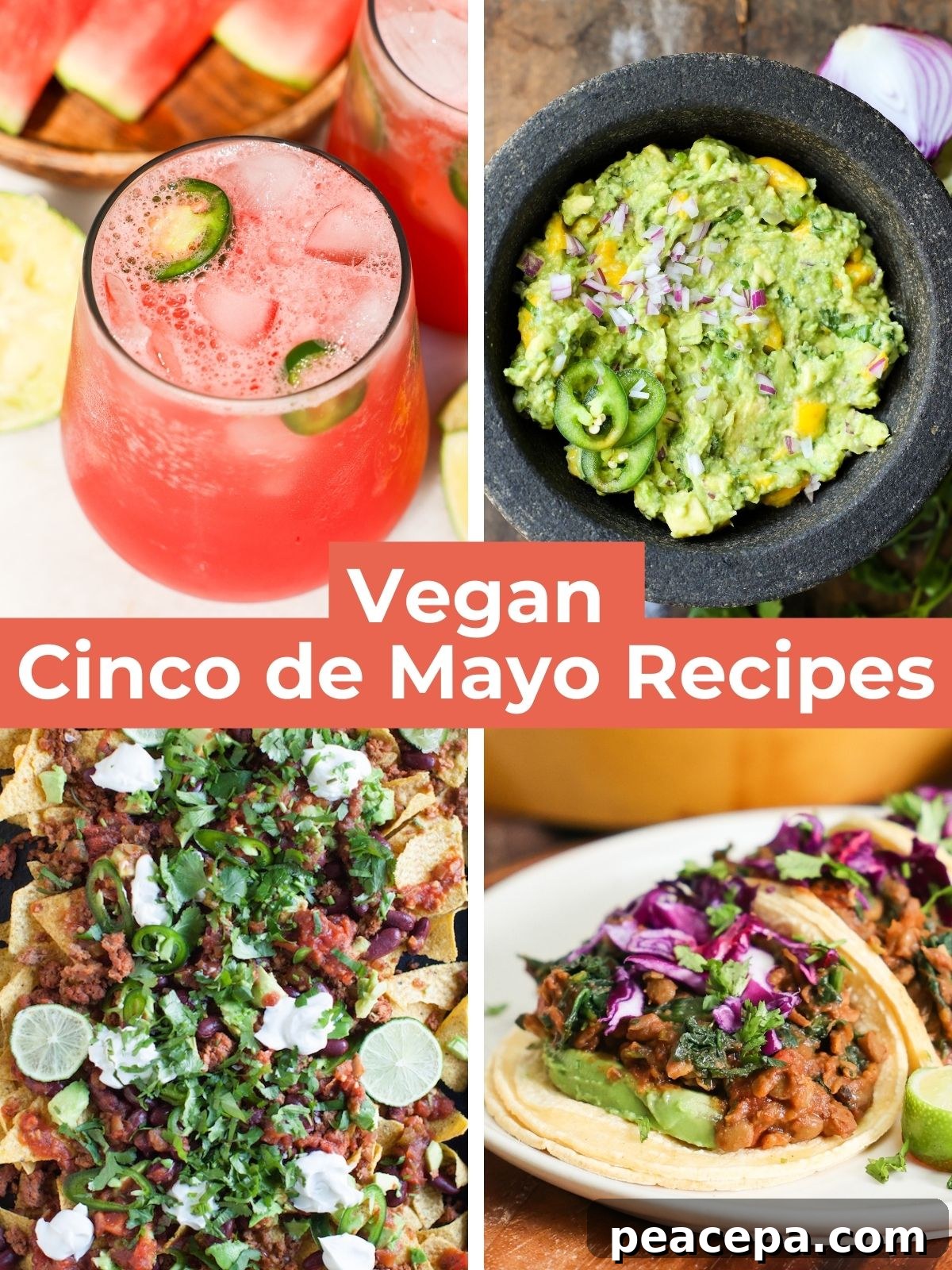 photo round up with 4 vegan cinco de mayo recipes
