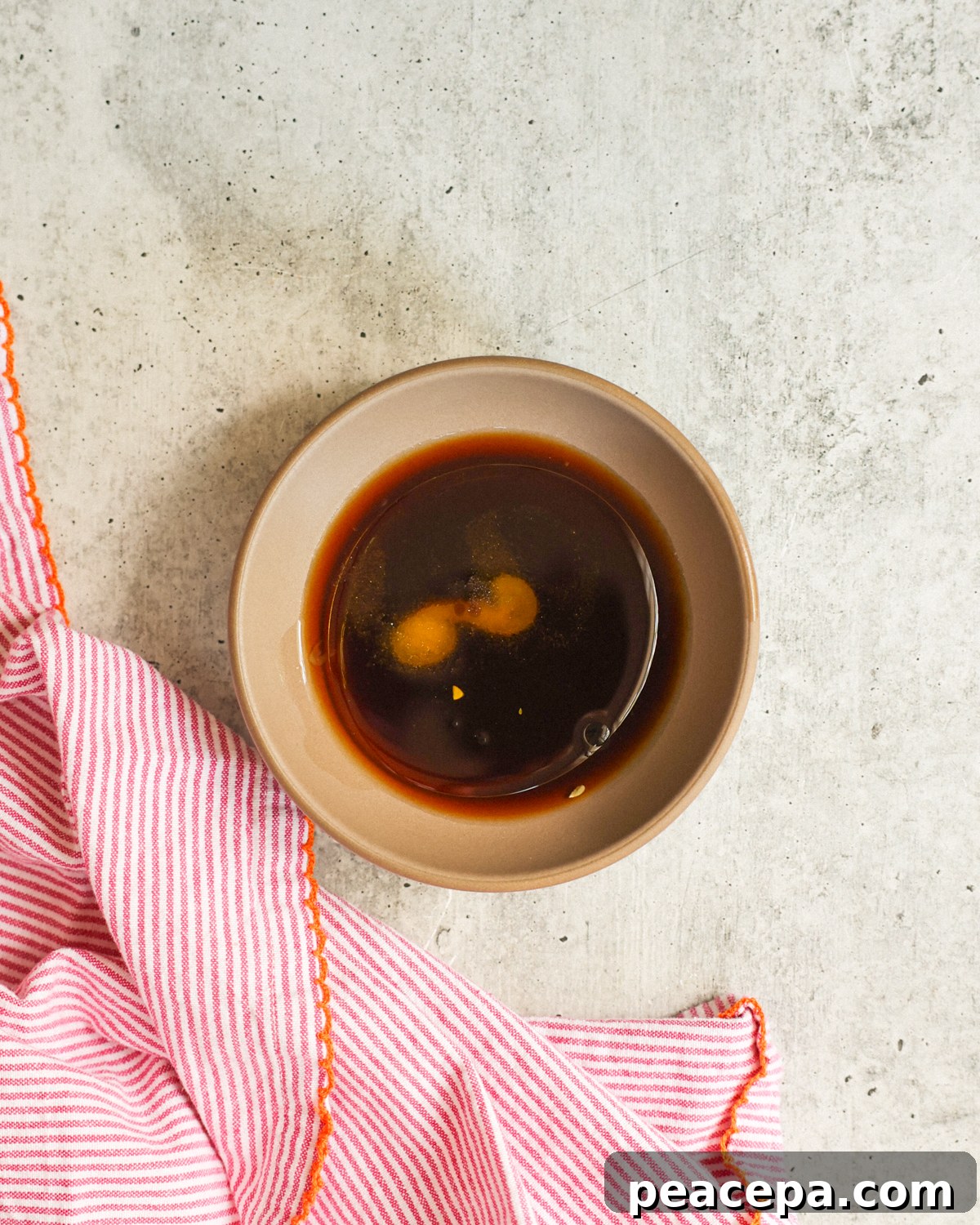 overhead tofu marinade in bowl