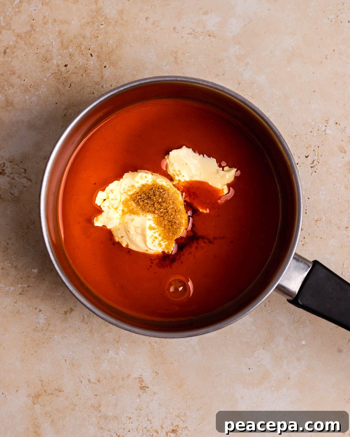 vegan buffalo sauce ingredients in a pot