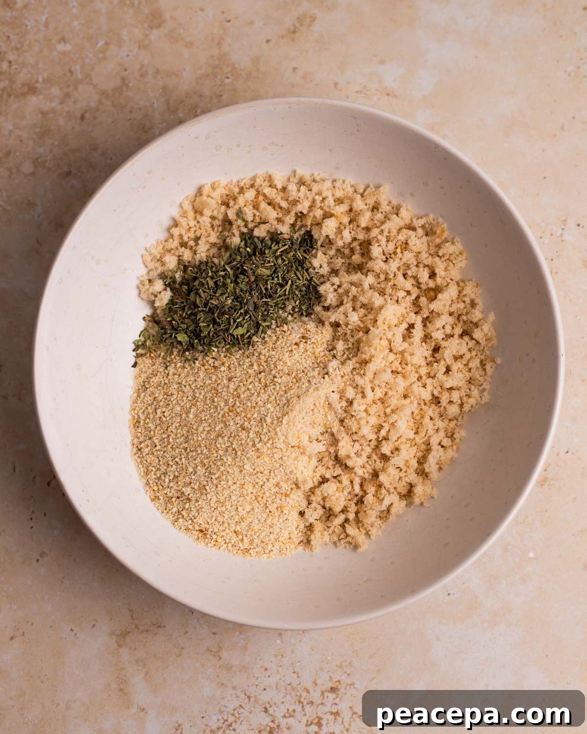 overhead of the dry ingredients for vegan buffalo wings in a bowl