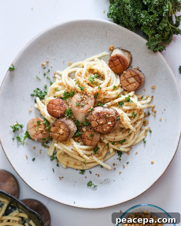 Creamy Vegan Pasta with Seared Mushroom Scallops 3 img 12000 2