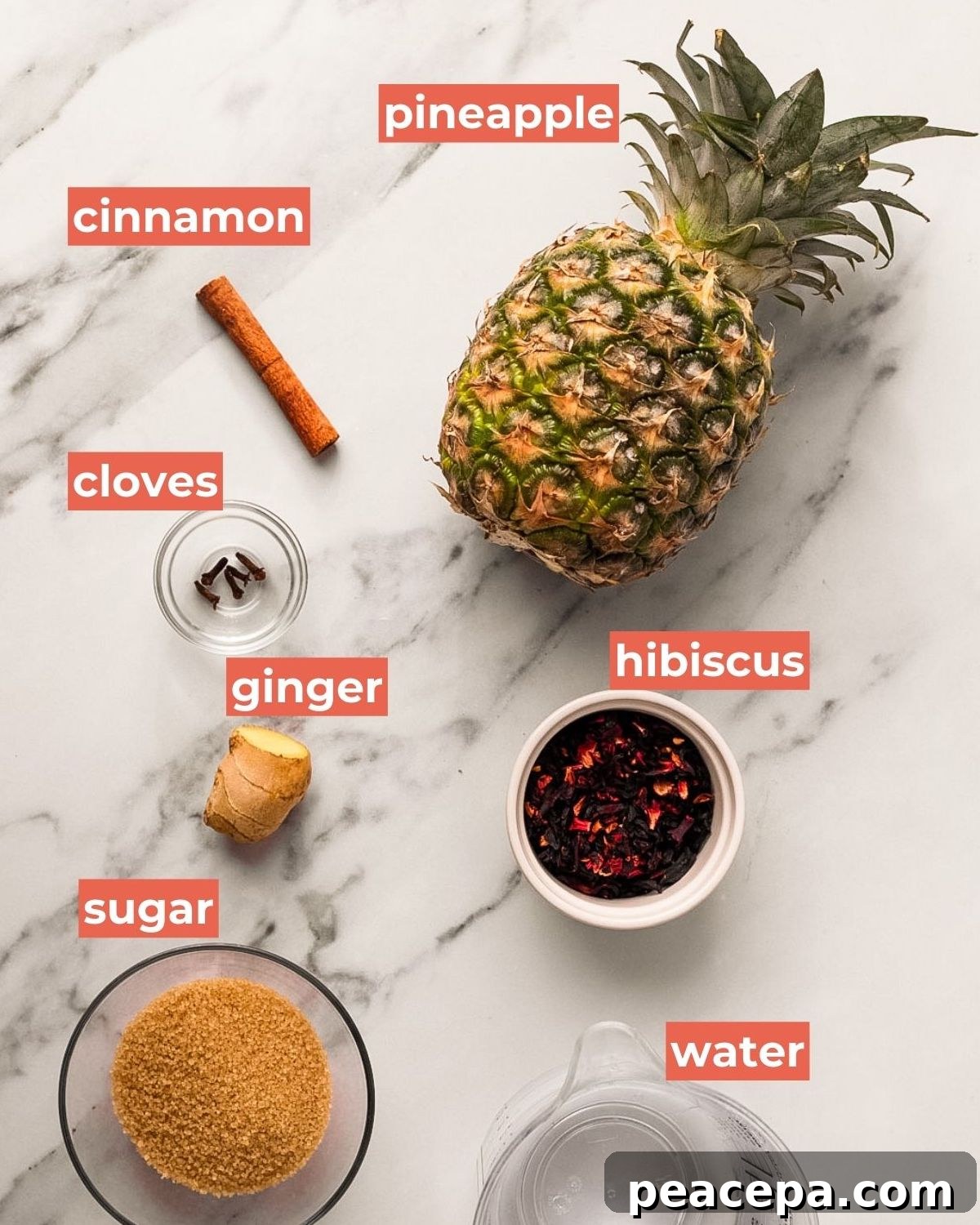 pineapple skin tea ingredients labeled