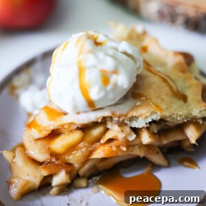 close up of apple pie slice
