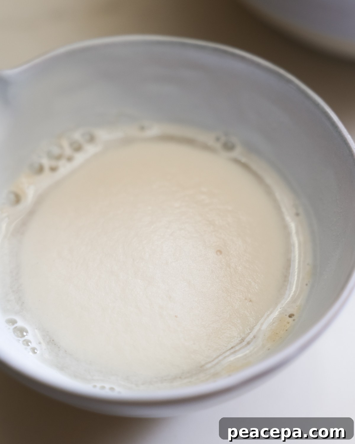 overhead of blooming yeast in bowl