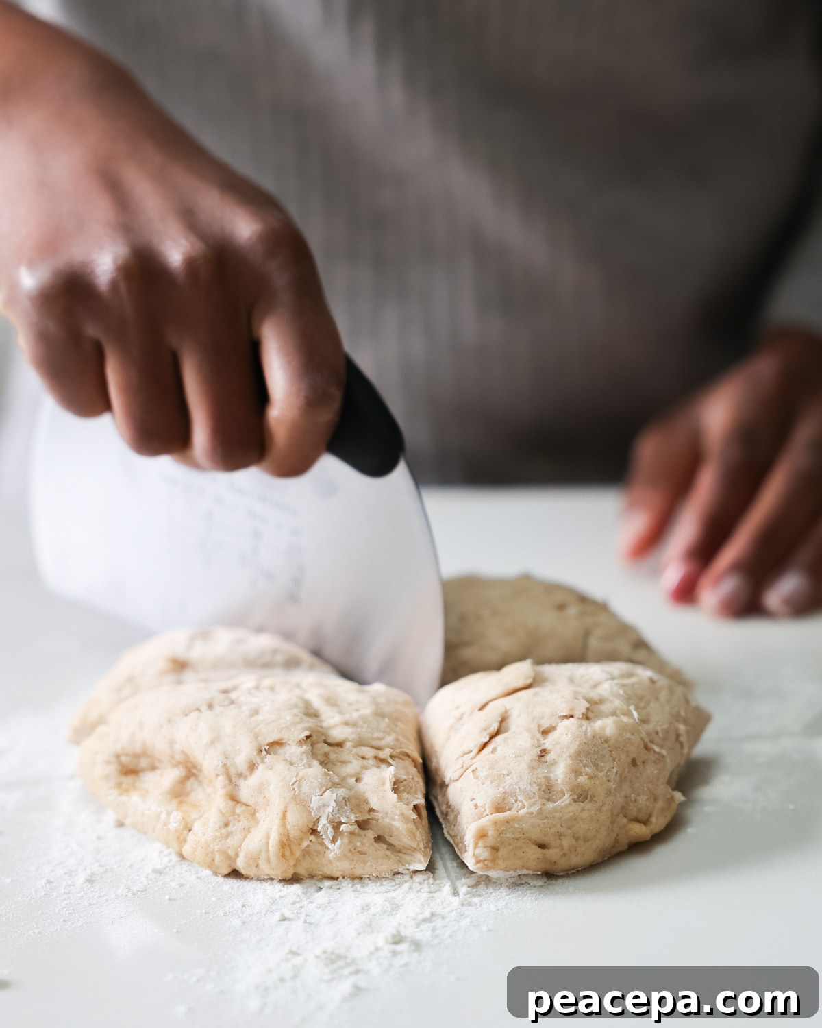 cutting naan dough
