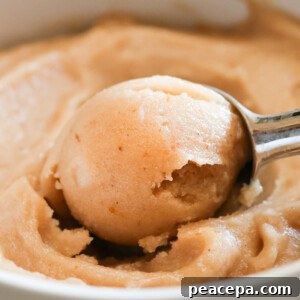 pear sorbet being scooped