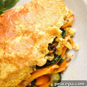Closeup of tofu omelette on plate
