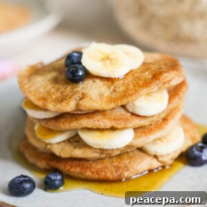 Stack of oat flour pancakes.