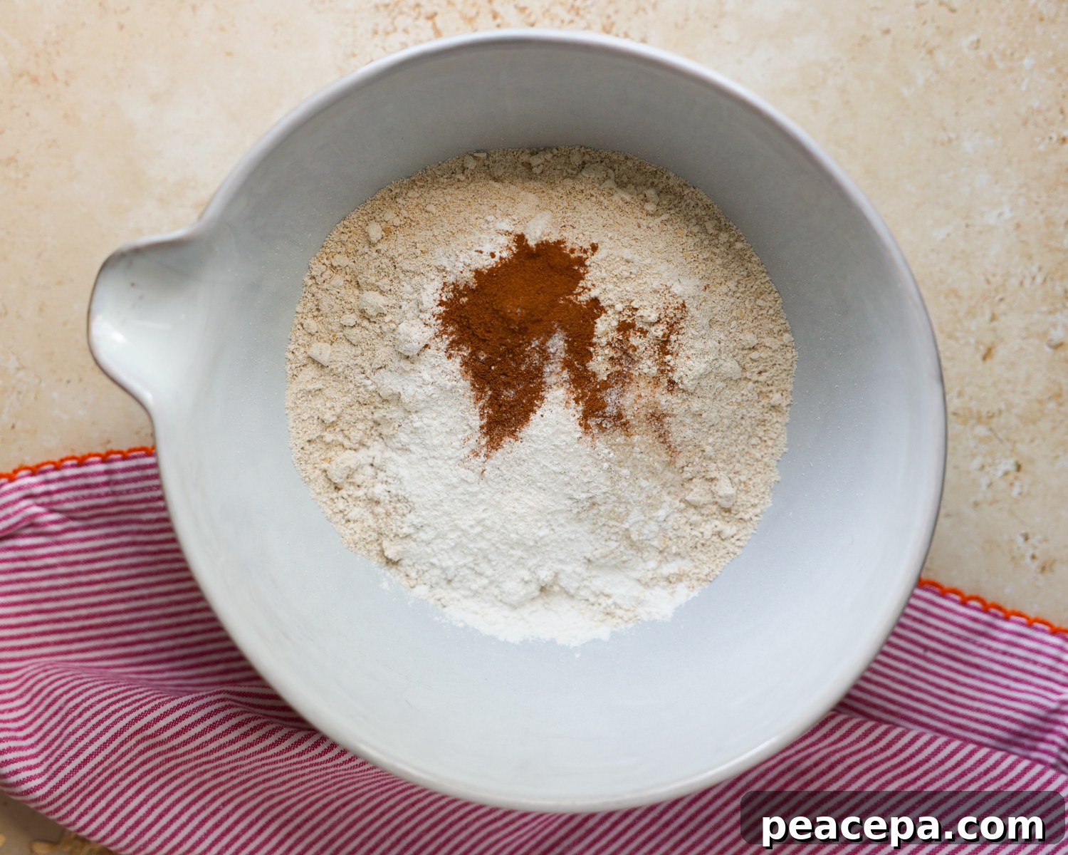 Dry pancake ingredients in a bowl.