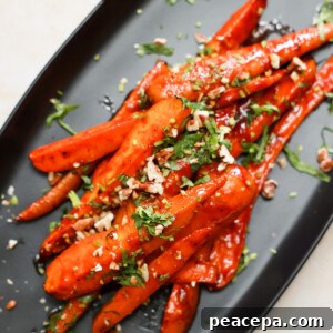 gochujang roasted carrots overhead