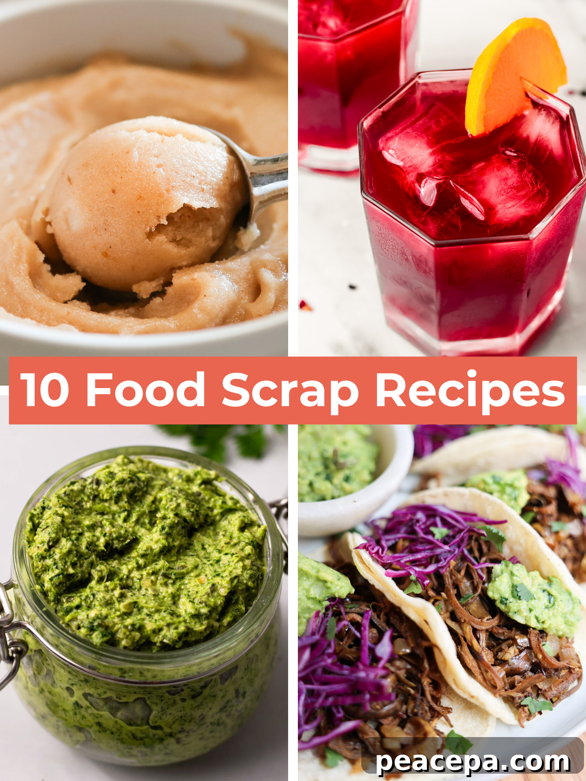 photo grid with images of food scrap recipes