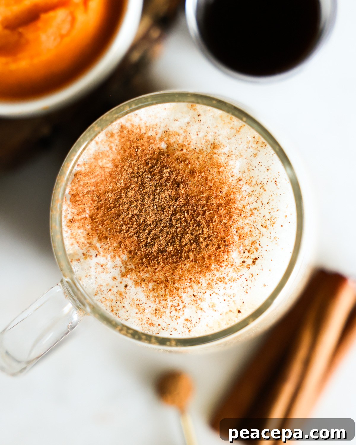 overhead of vegan sweet potato drink