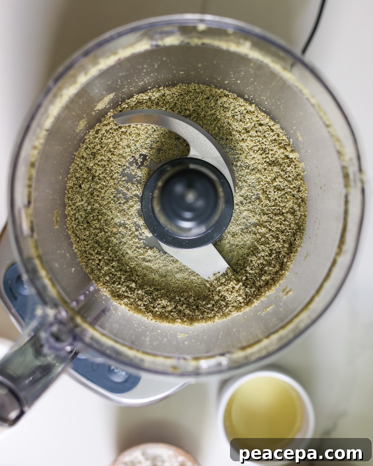 Pumpkin seed flour in a food processor.