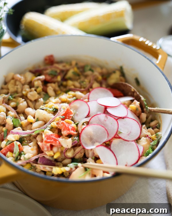 Summer peach white bean salad