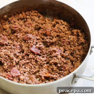 lentil taco meat in pan