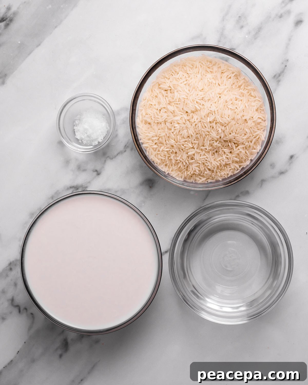 coconut jasmine rice ingredients on counter