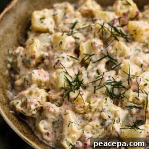 closeup of Vegan potato salad
