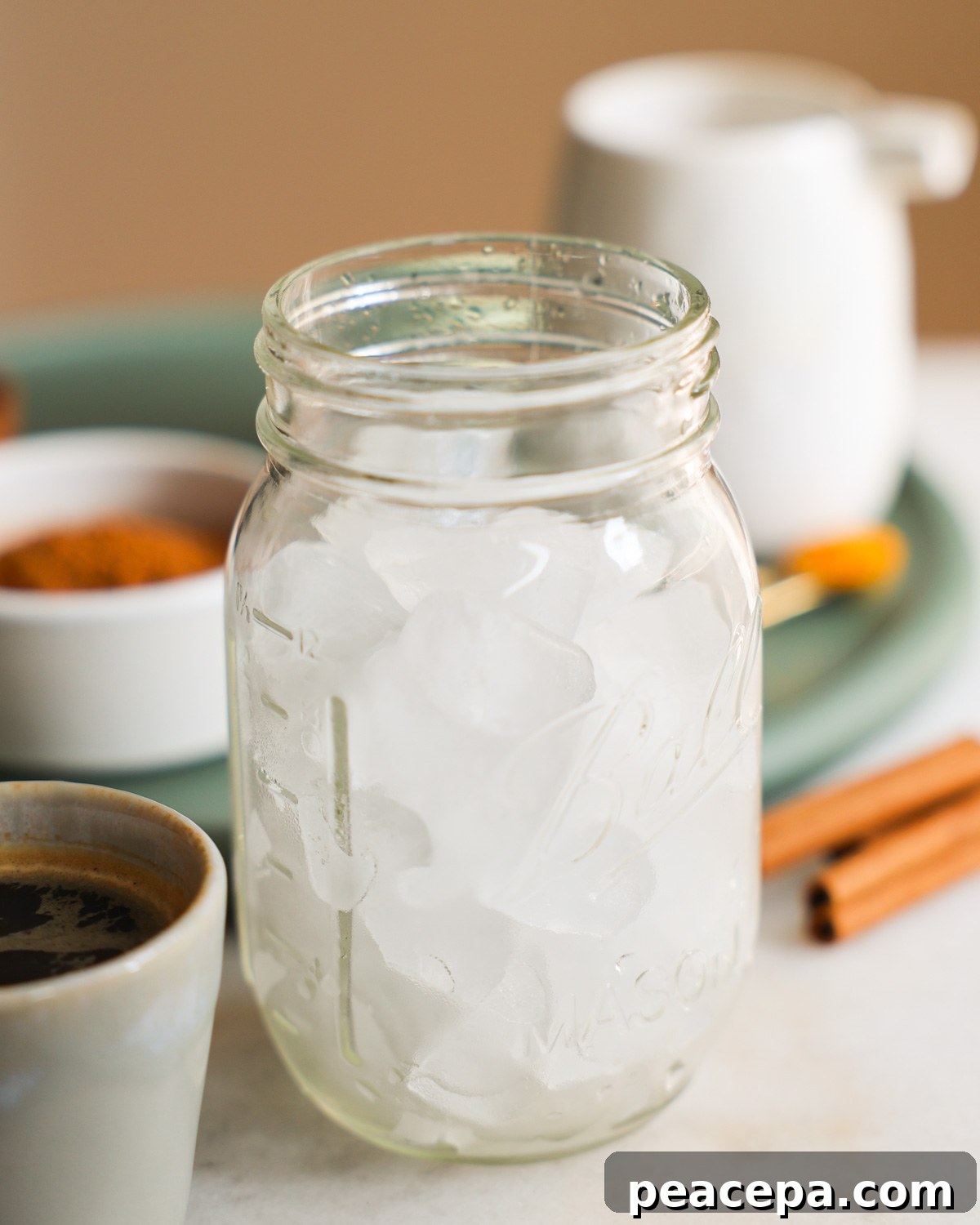 glass jar filled with ice