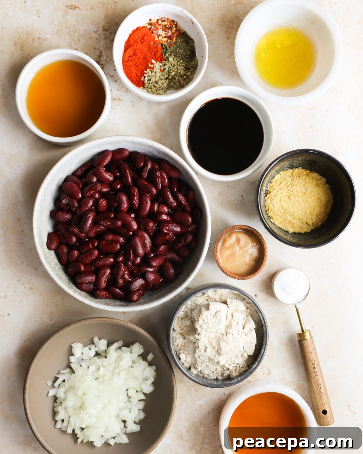 All of the ingredients to make vegan sausage.