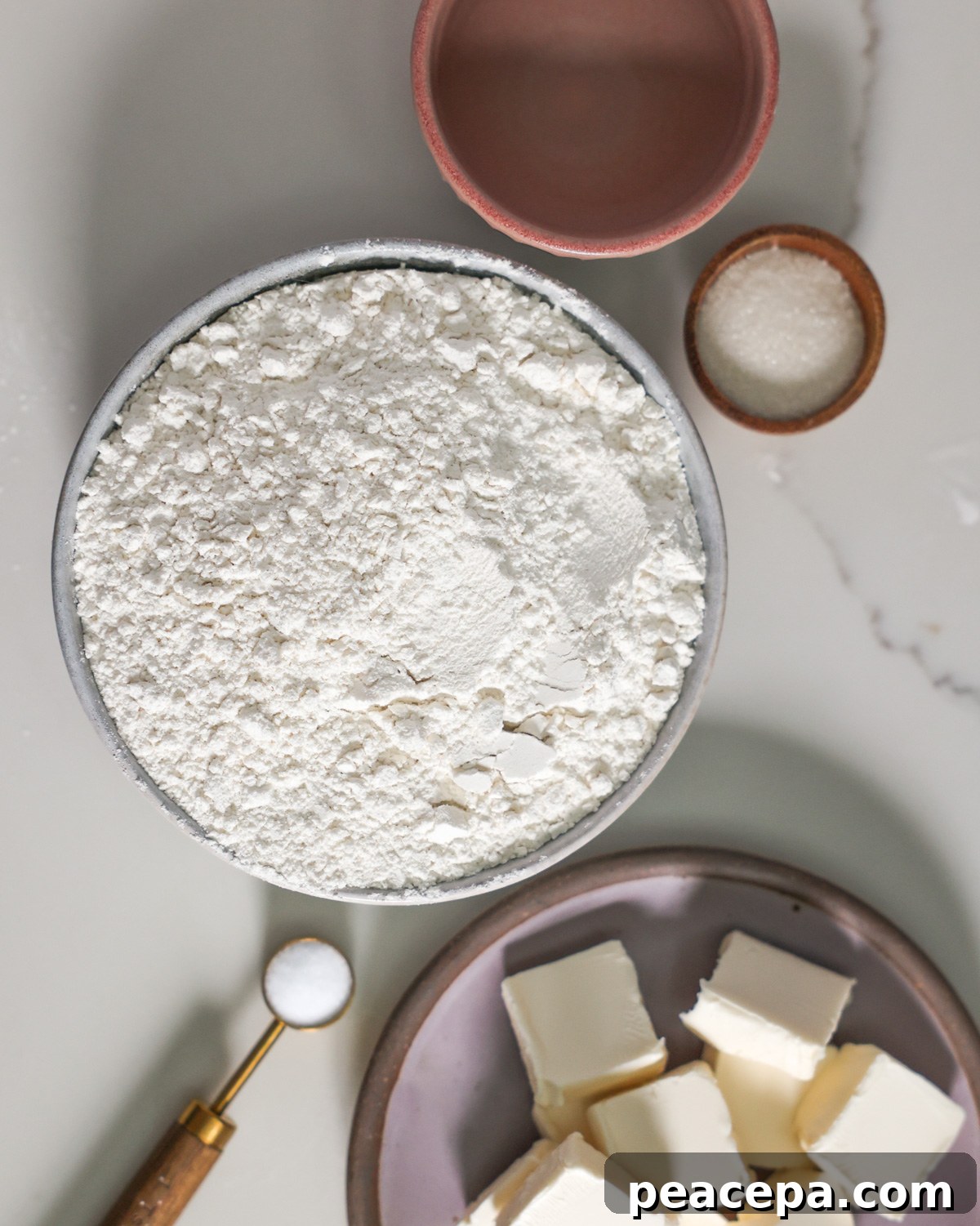 overhead of vegan pie crust ingredients