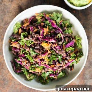 overhead of mango avocado salad in a white bowl
