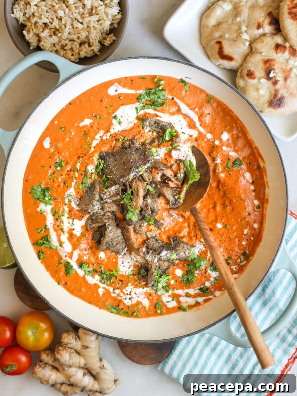 overhead vegan butter chicken