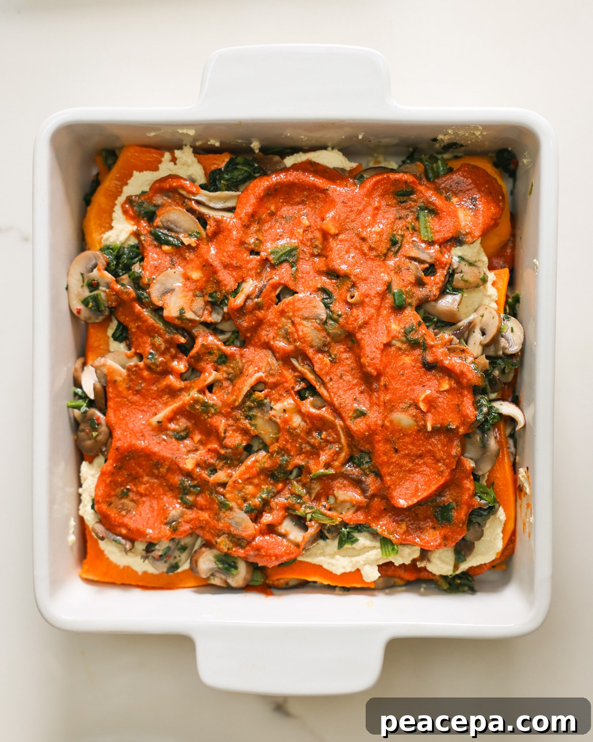 second layer of butternut squash lasagna 