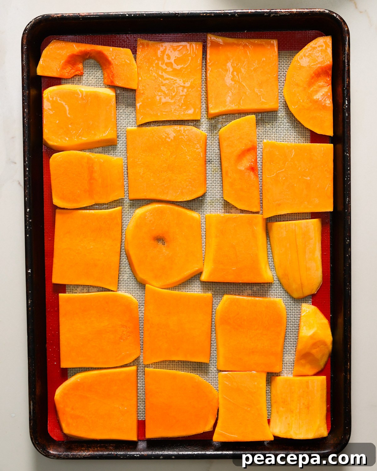overhead raw butternut squash 