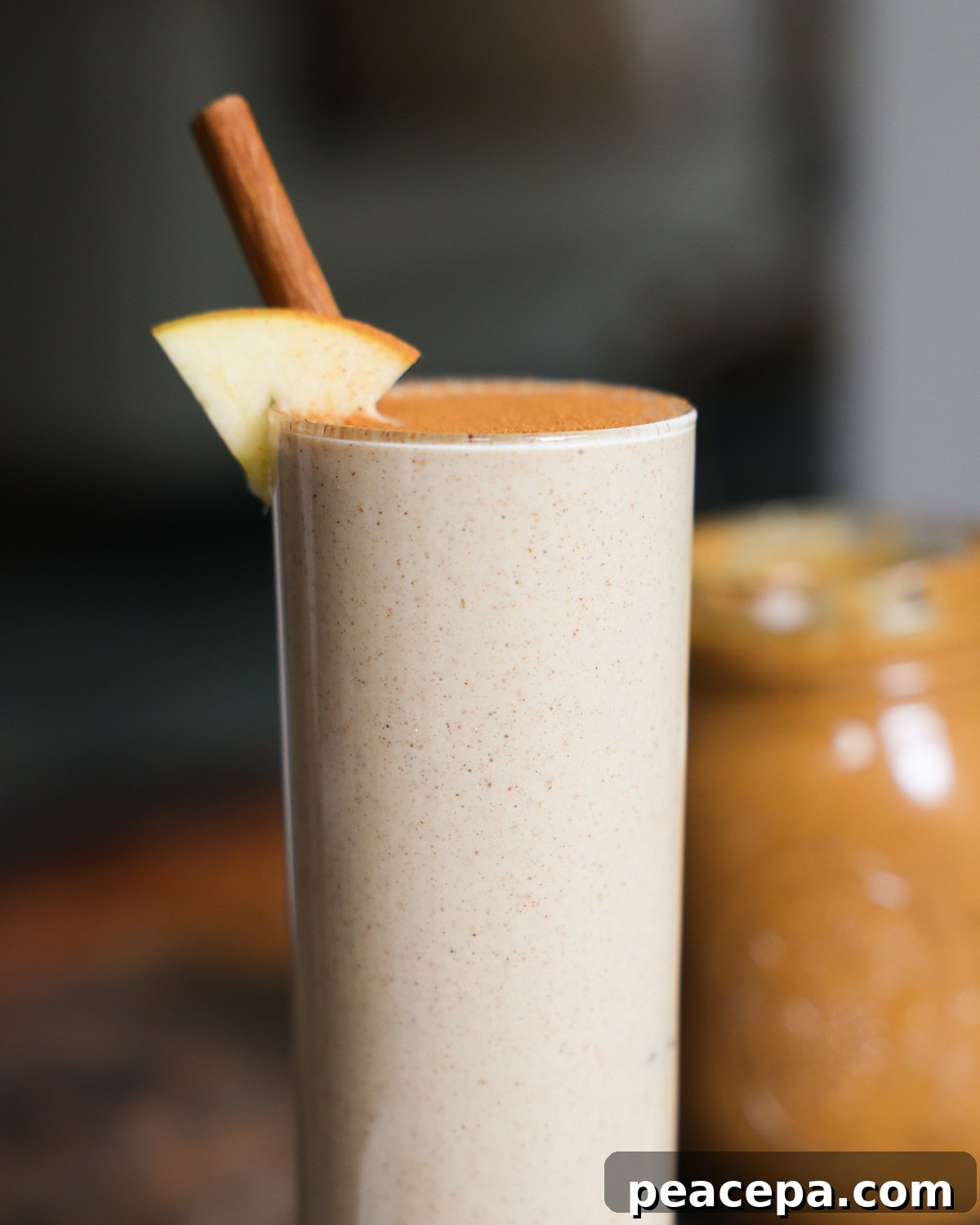 close up apple smoothie