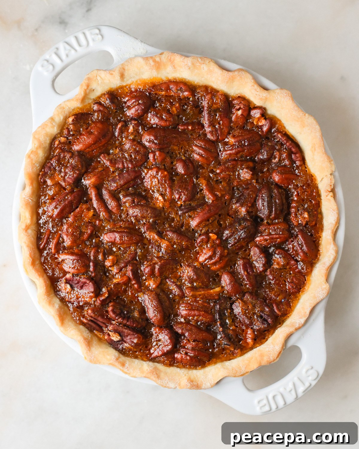 overhead vegan pecan pie