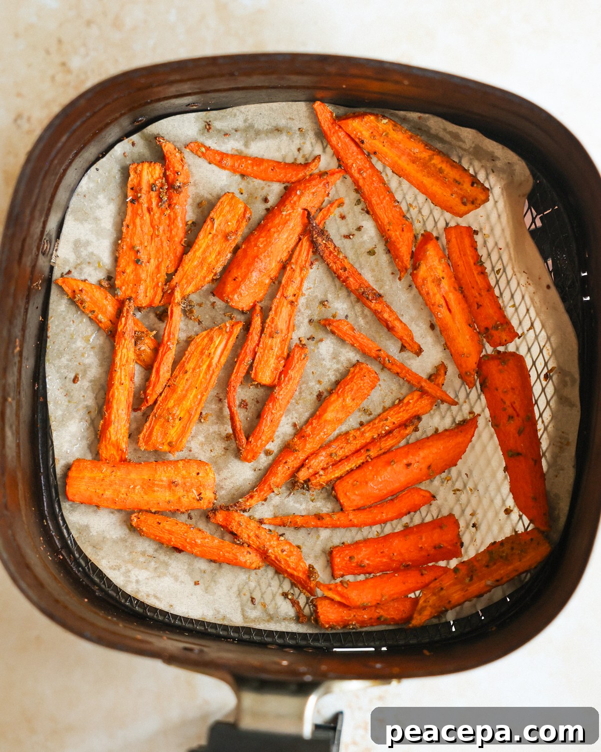 overhead air fried carrots