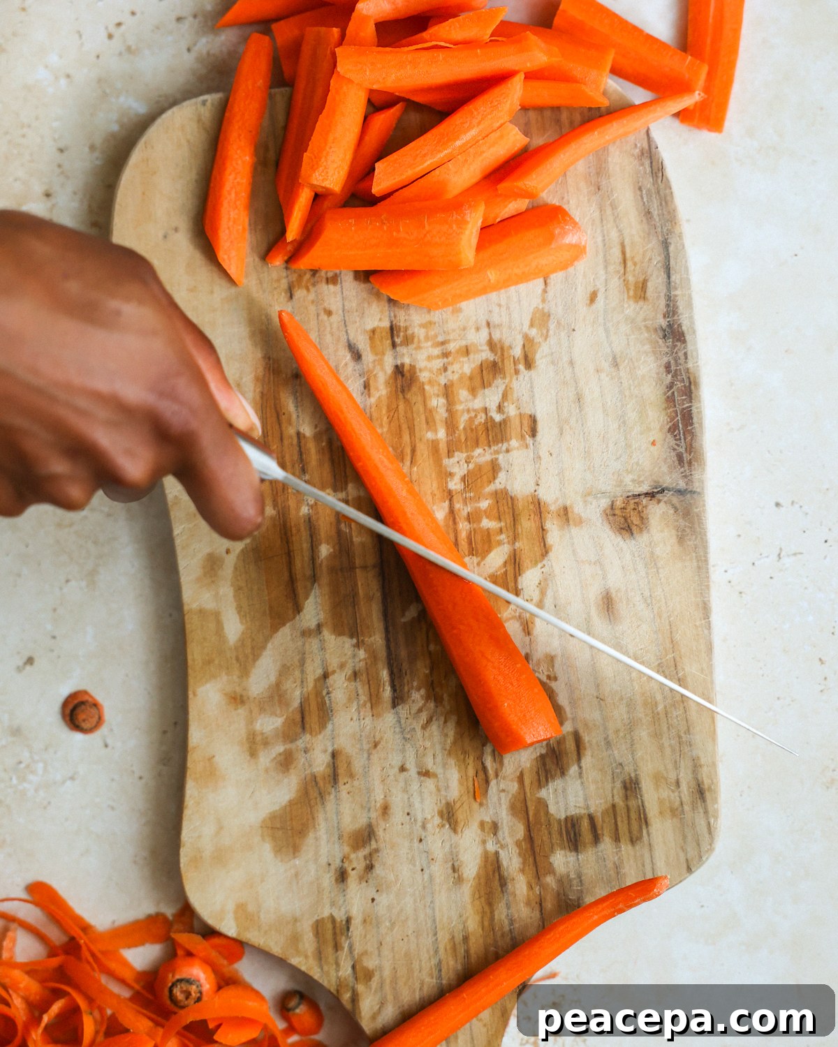 overhead slicing carrots