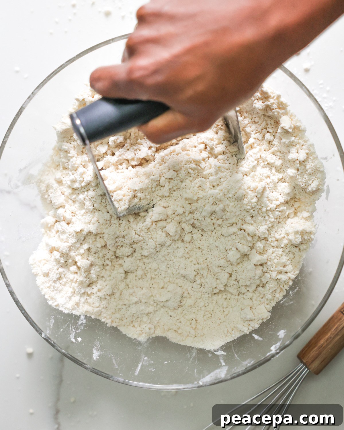 overhead of pantry blender blending dough