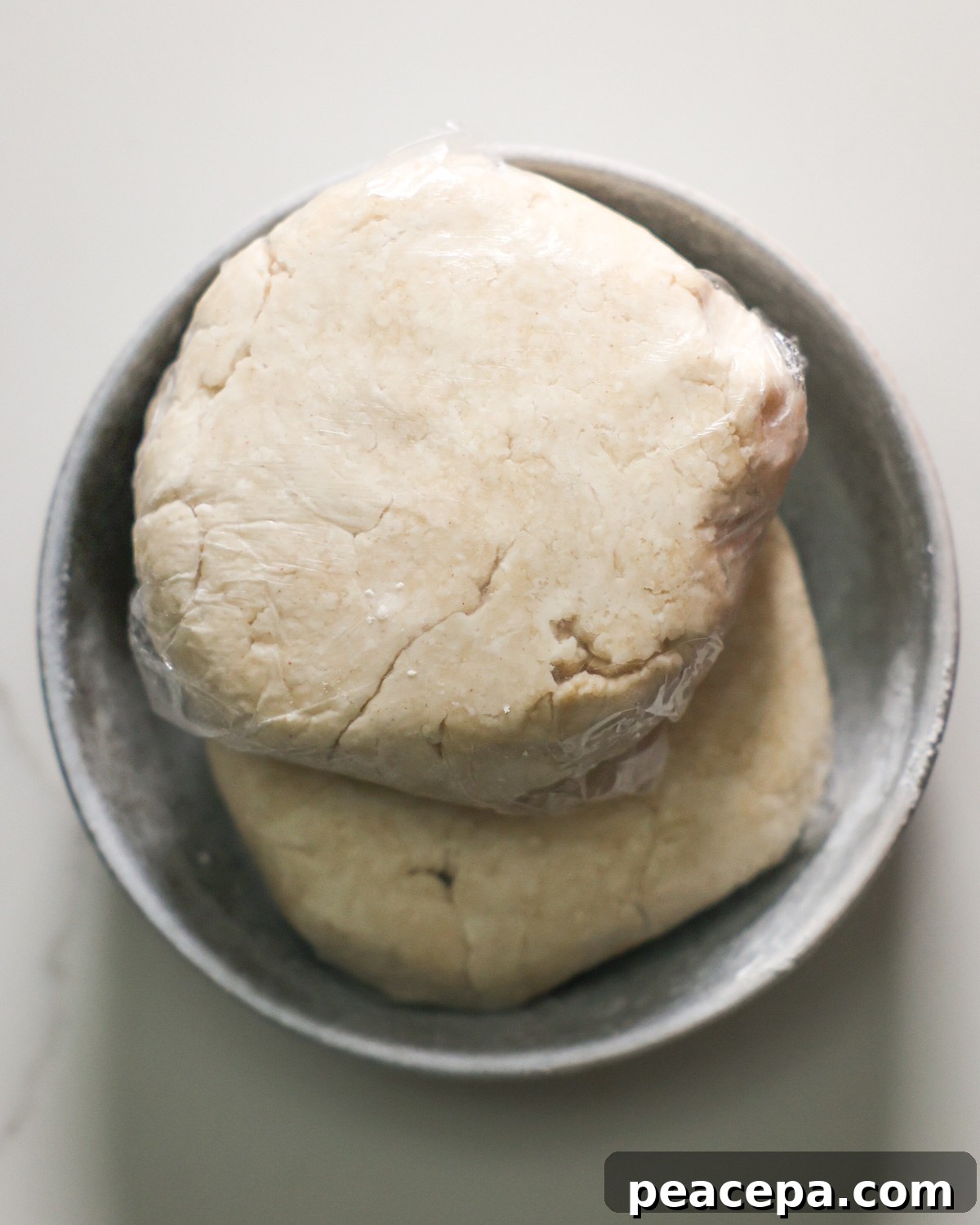 vegan pie dough wrapped in plastic wrap