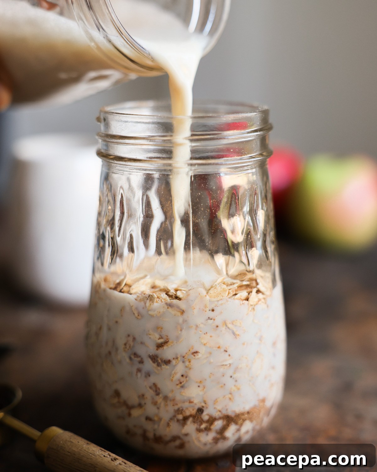 nondairy milk added to jar
