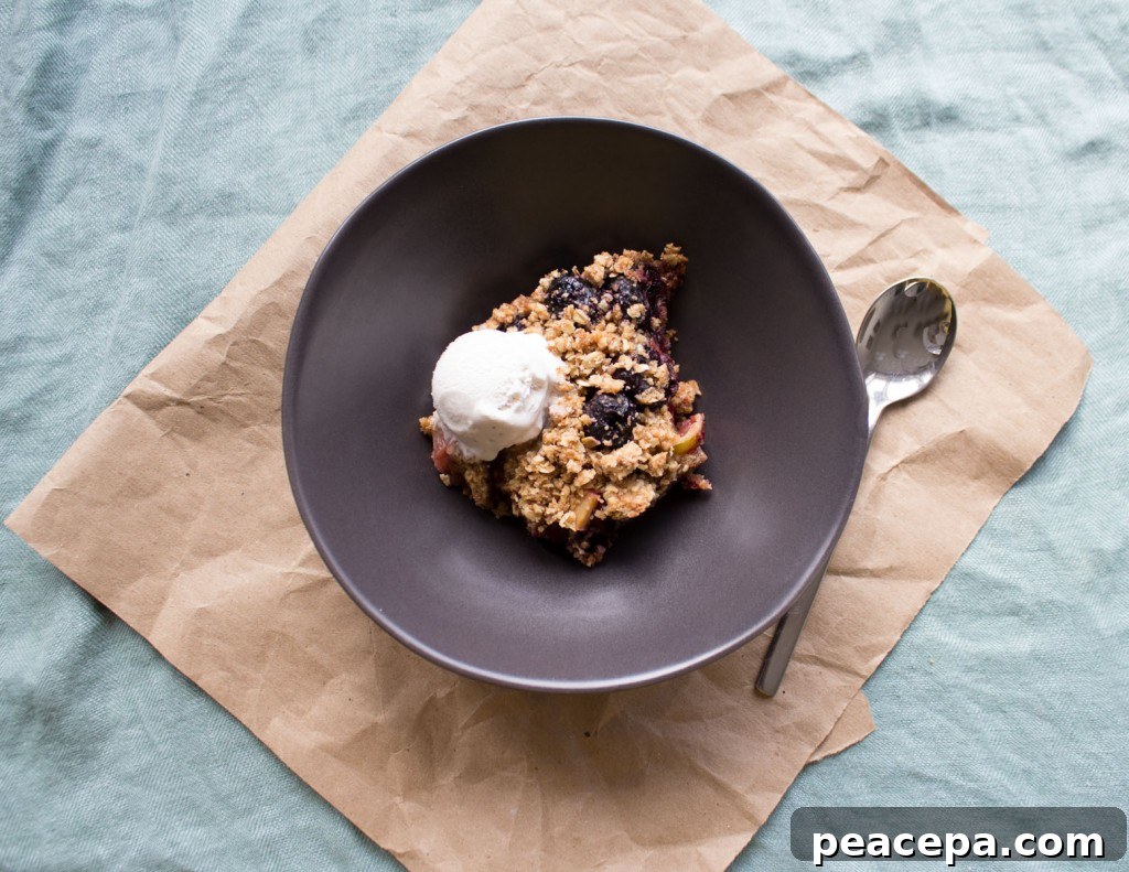 Vegan Cherry Rhubarb Crumble with Vegan Ice Cream