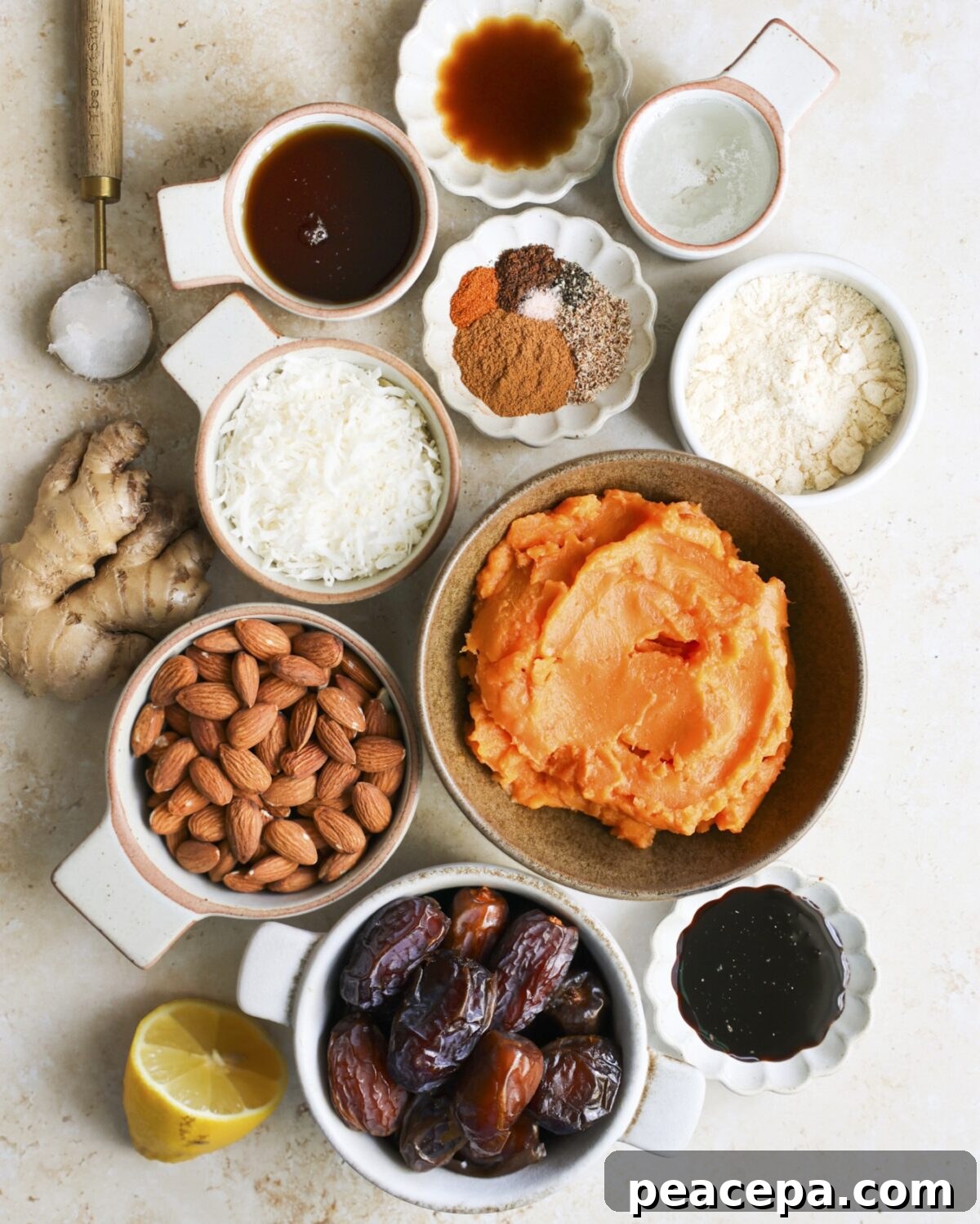 overhead sweet potato bars ingredients