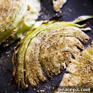 close up of roasted cabbage