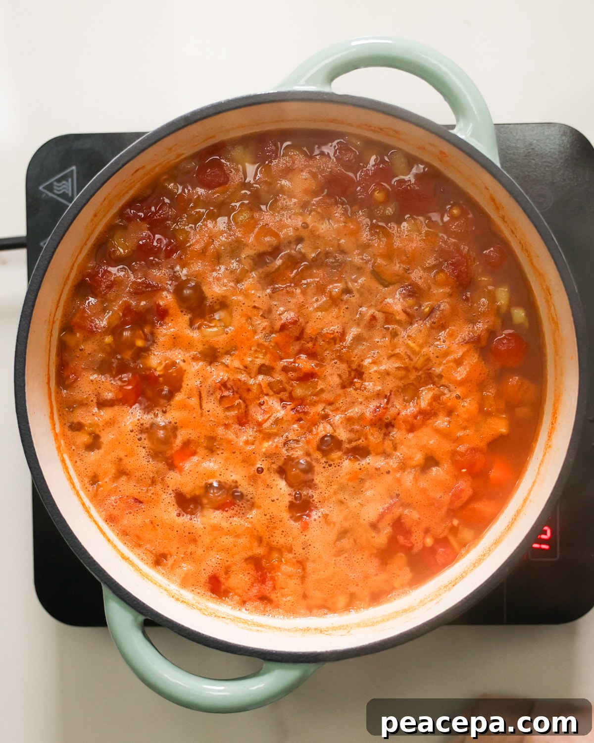 overhead soup simmering