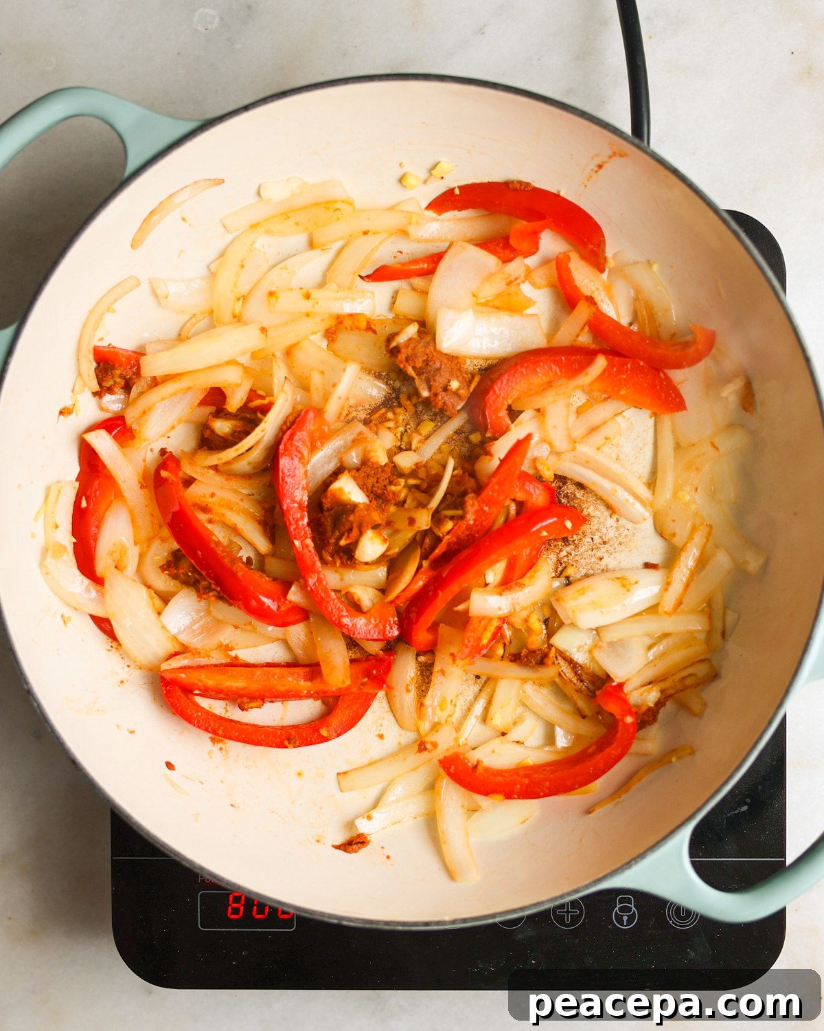 curry paste added to pan