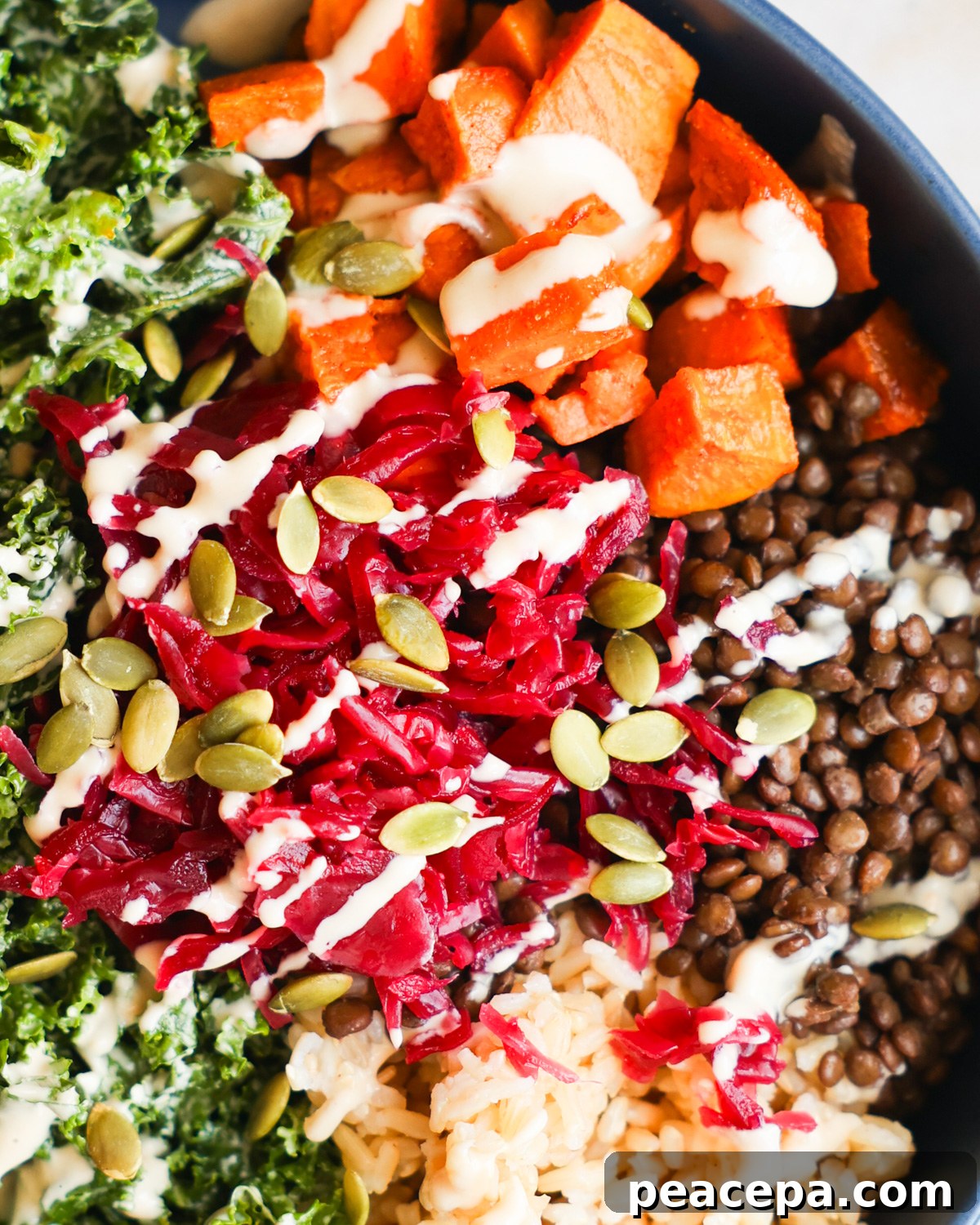 close up vegan balanced bowl