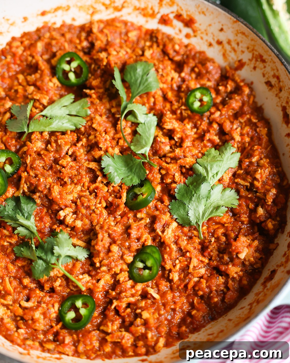 Sofritas in a skillet.